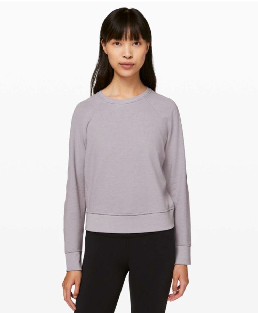 Lululemon Every Moment Crew Lavender Grey Size 8 Long Sleeve Shirt Sweater